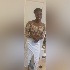 White unique pencil skirt zara size small never warn